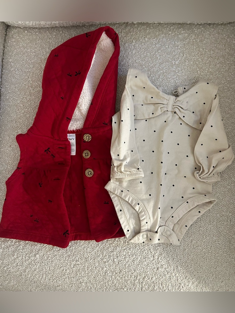 Carter's Red Quilted Hooded vest and bodysuit set